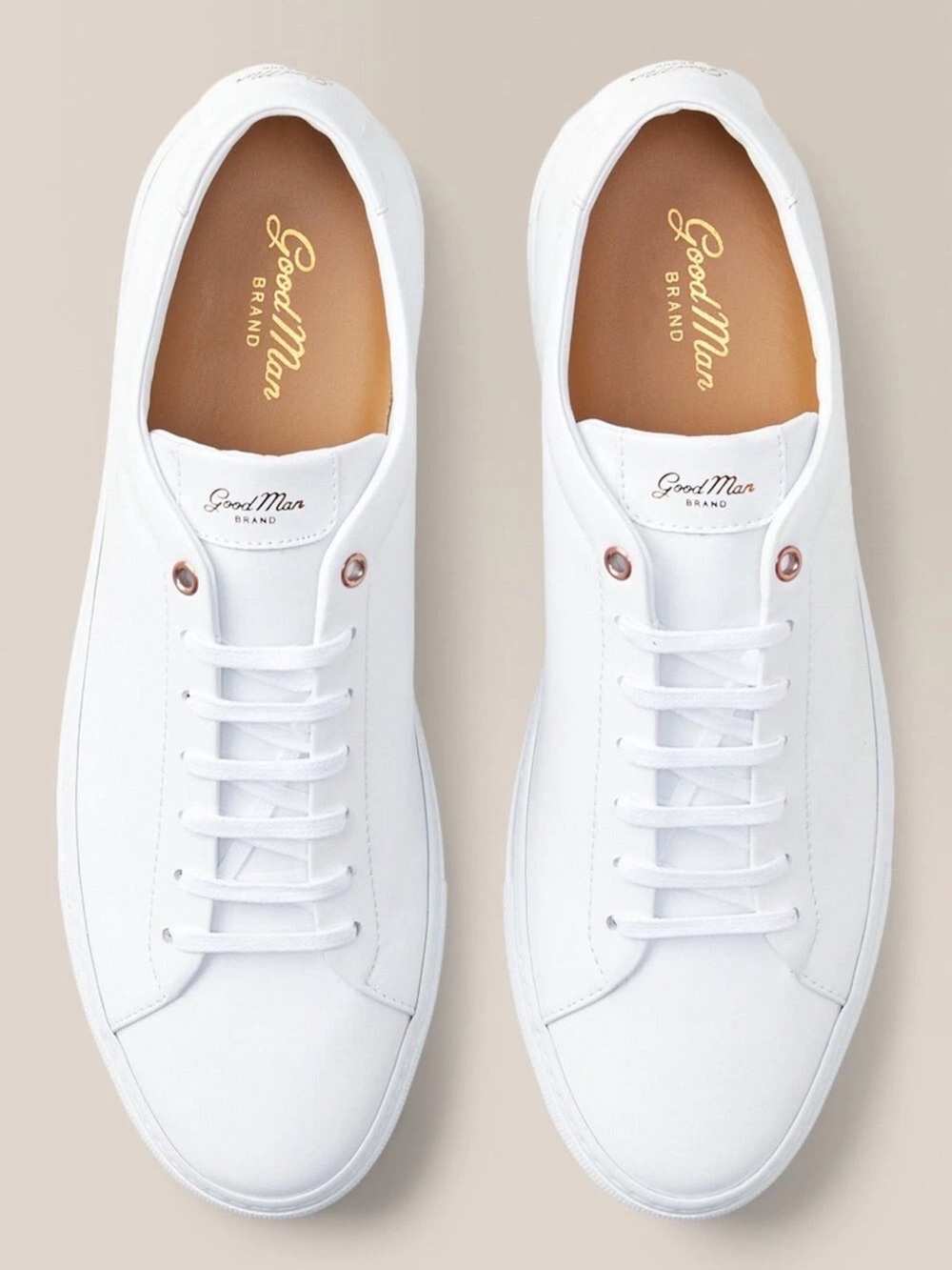 GOOD MAN Edge Men’s White Low Top Sneaker Nappa Leather Lace  Size 8.5